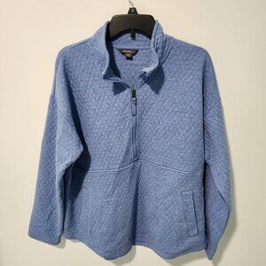 Eddie Bauer Women's Long Sleeve 1/2 Zip Quilted Blue Pullover Sweatshirt - XL